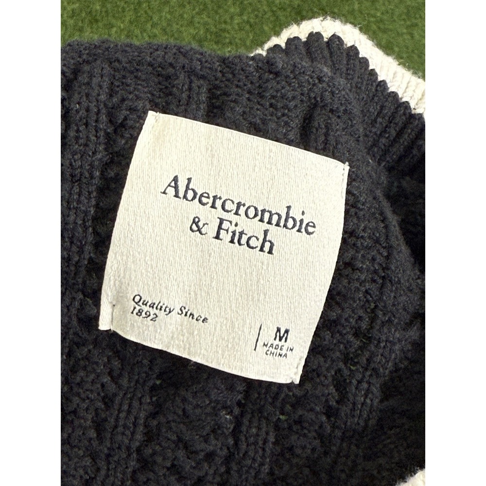 Abercrombie & Fitch Sweater Vest Womens Medium Navy Blue Y2K Tennis Tunic Preppy - Picture 7 of 13